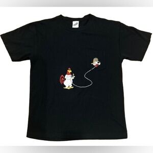 Vintage 2000 Looney Tunes Warner Bros Foghorn Leghorn Black T-Shirt Small